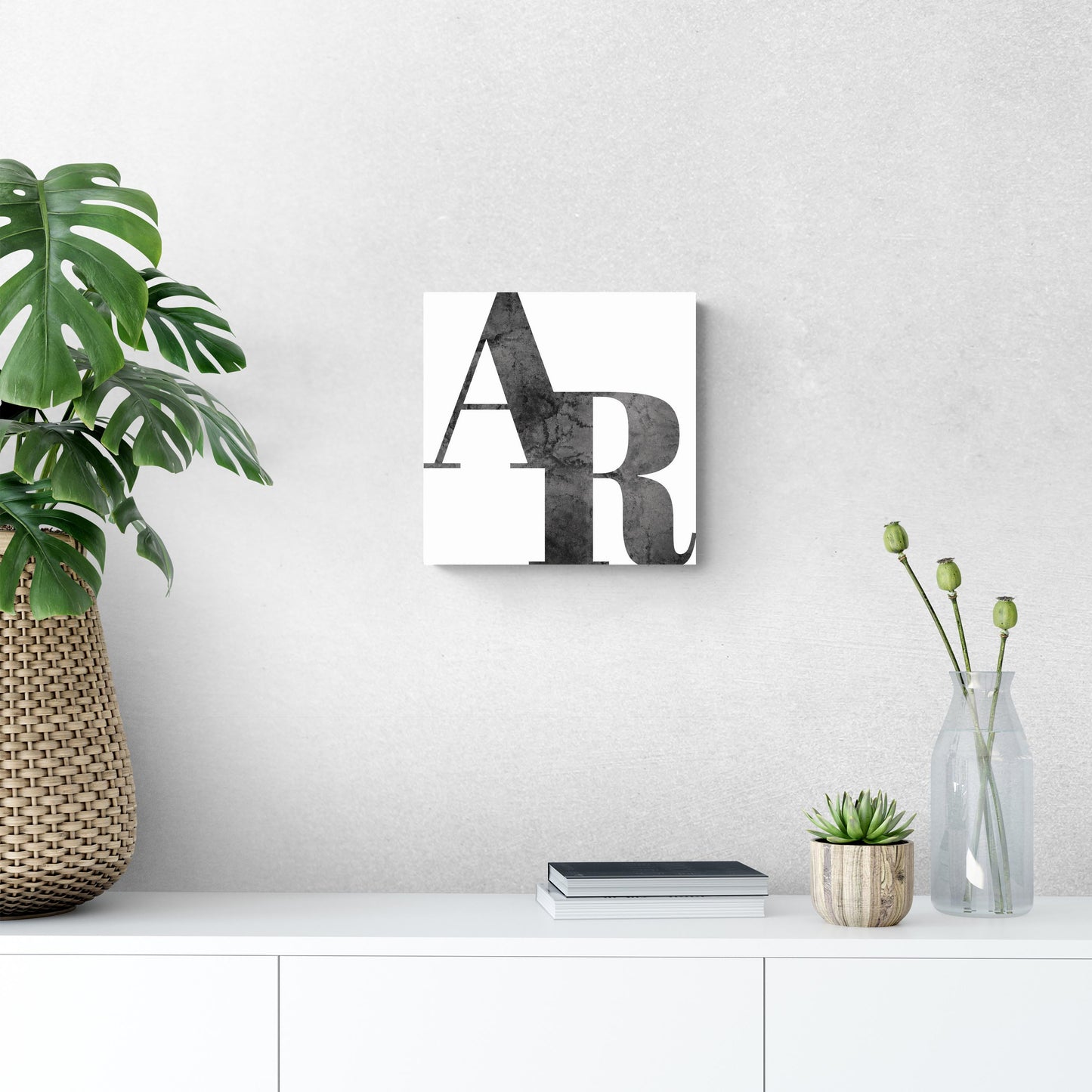 B&W Minimalist Arkansas White Initials | Wood Sign | Eaches | Min 2