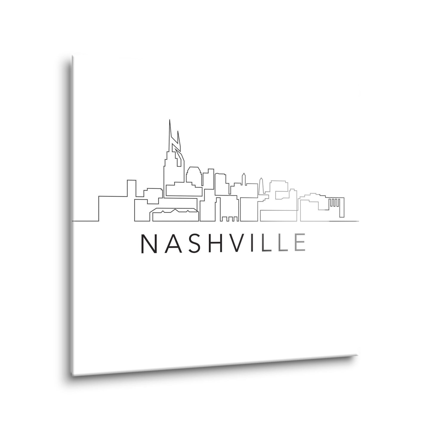 Minimalist B&W Tennessee Nashville Skyline | Hi-Def Glass Art | Eaches | Min 2