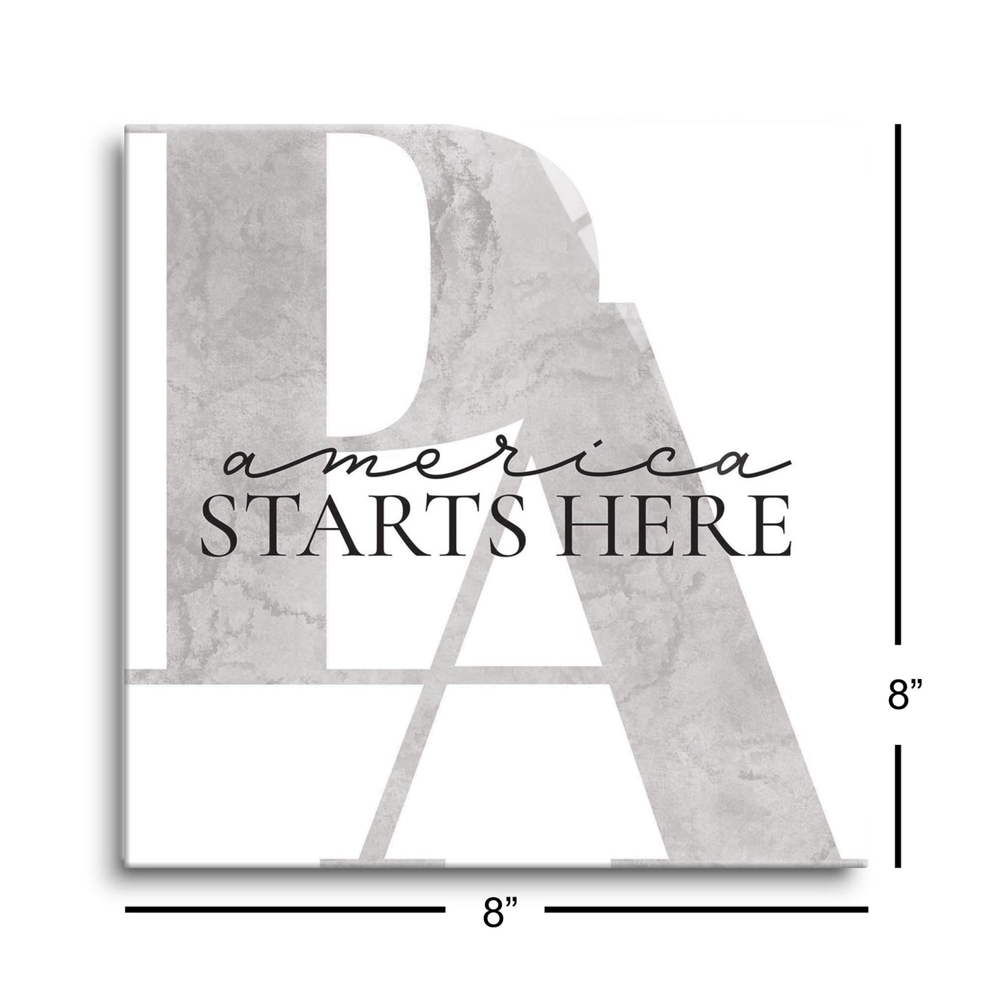 Minimalistic B&W Pennsylvania America Quip | Hi-Def Glass Art | Eaches | Min 2