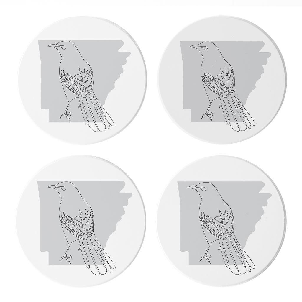 B&W Minimalist Arkansas Single Line Bird | Absorbent Coasters | Set of 4 | Min 2