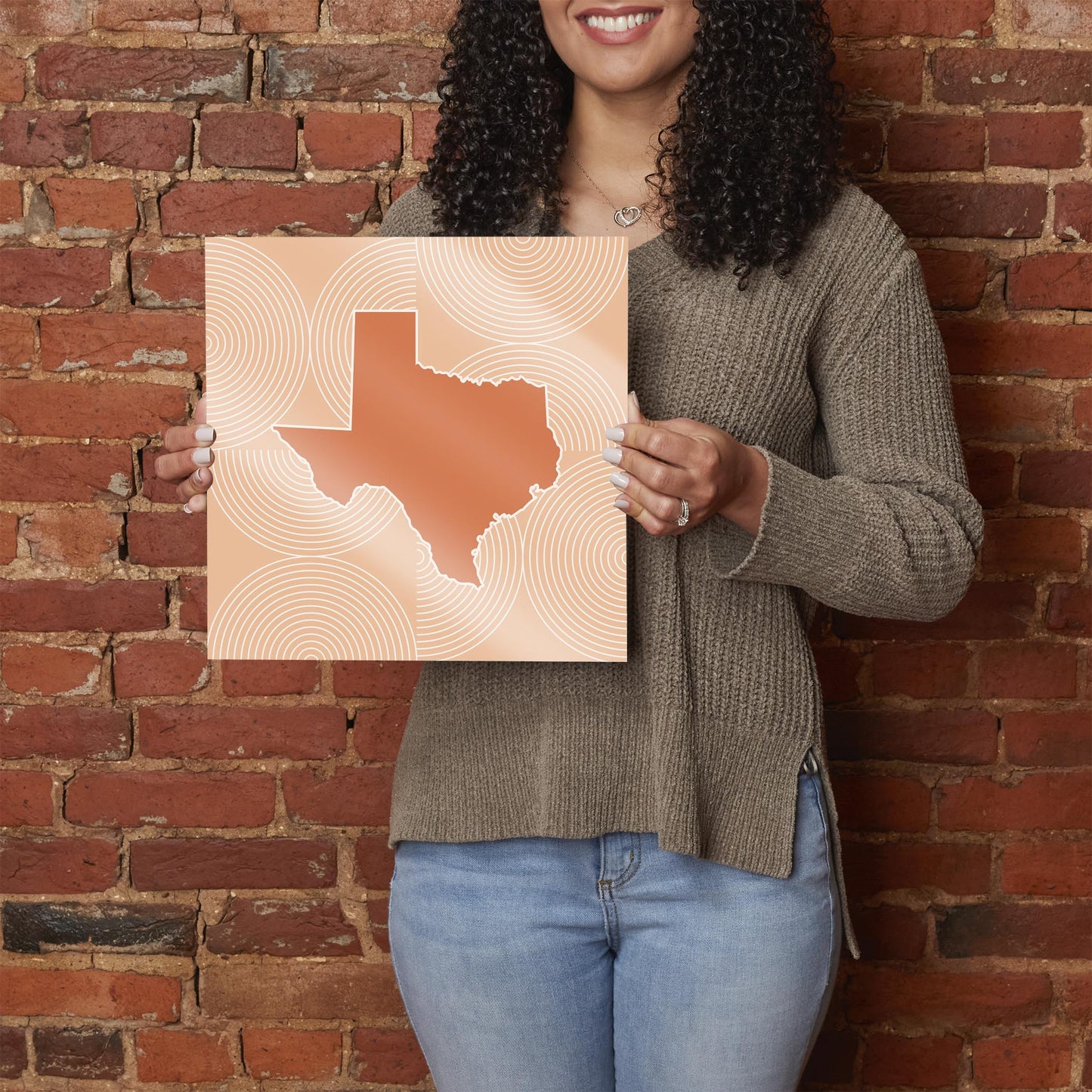 Modern Minimalist Texas State Shape With Pattern | Hi-Def Glass Art | Eaches | Min 1
