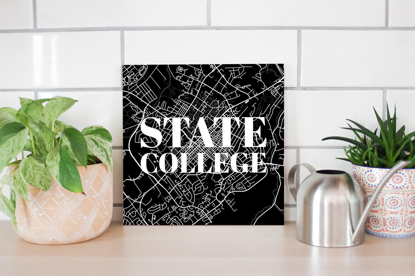 Minimalistic B&W Pennsylvania State College Map | Wood Sign | Eaches | Min 2