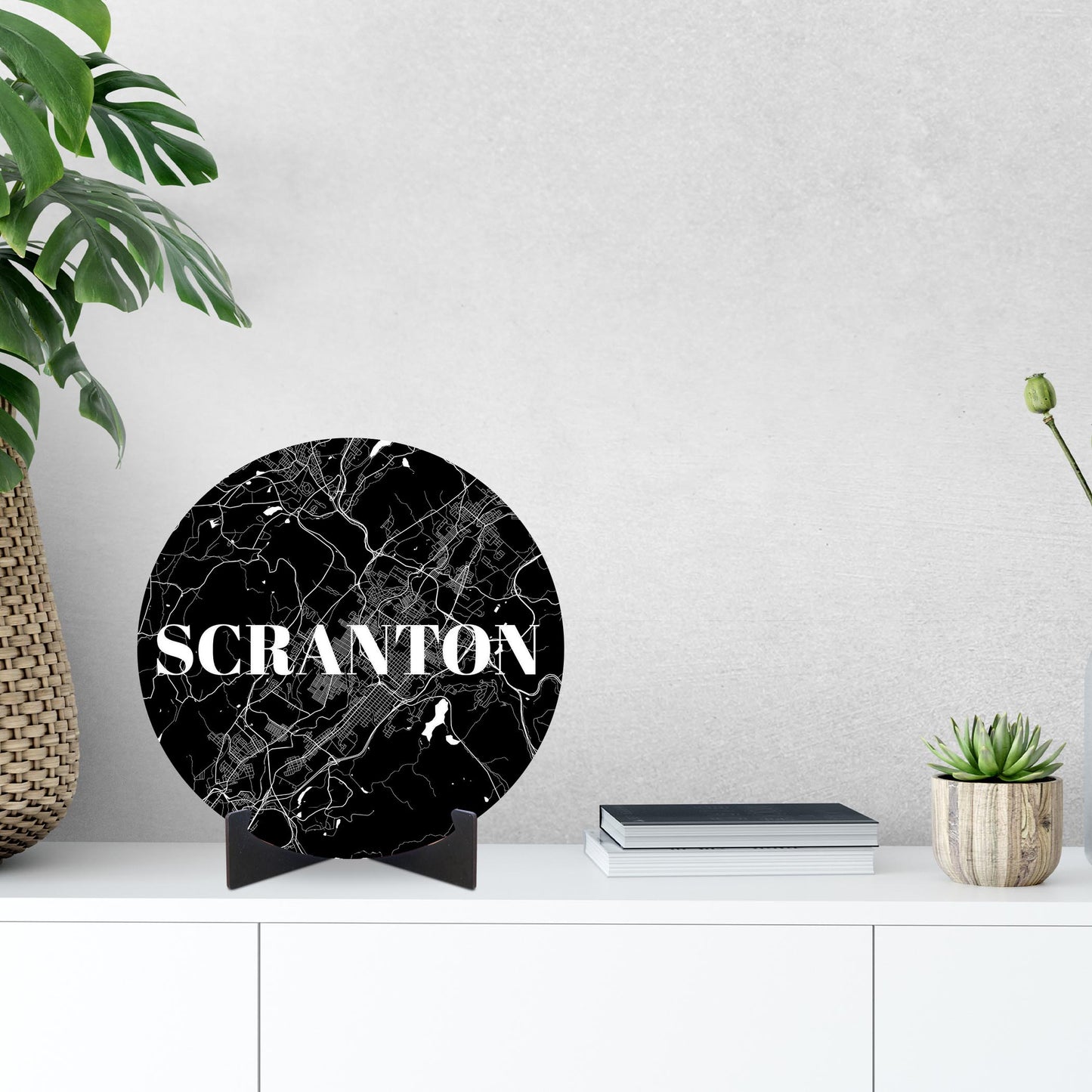 Minimalistic B&W Pennsylvania Scranton Map | Wood Sign | Eaches | Min 1
