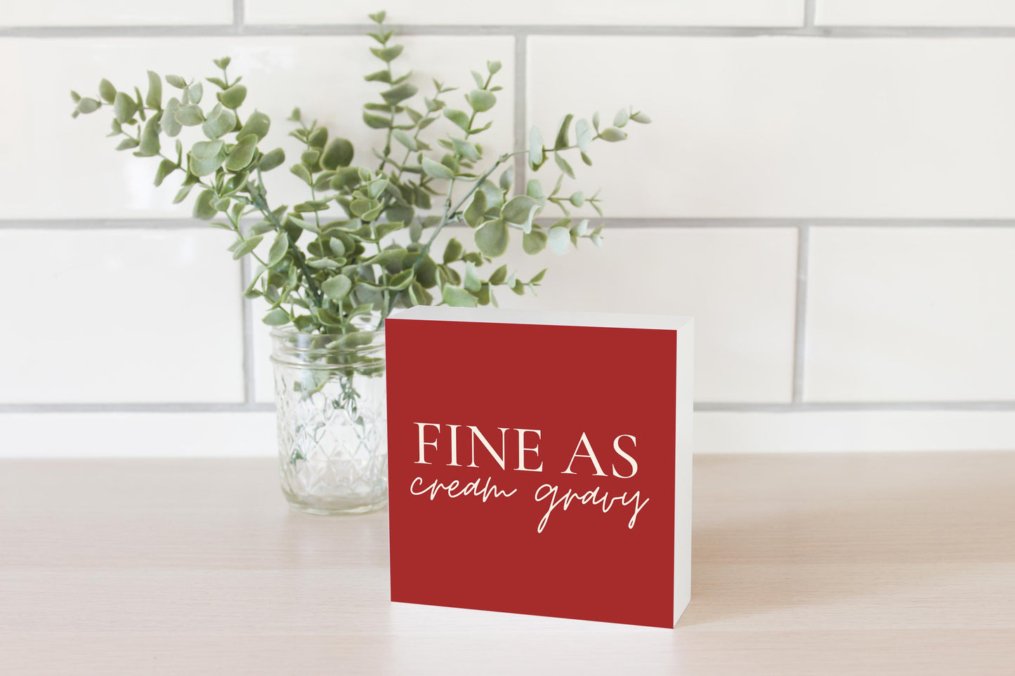 Modern Minimalist Texas Fine As Gravy | Wood Block | Eaches | Min 4