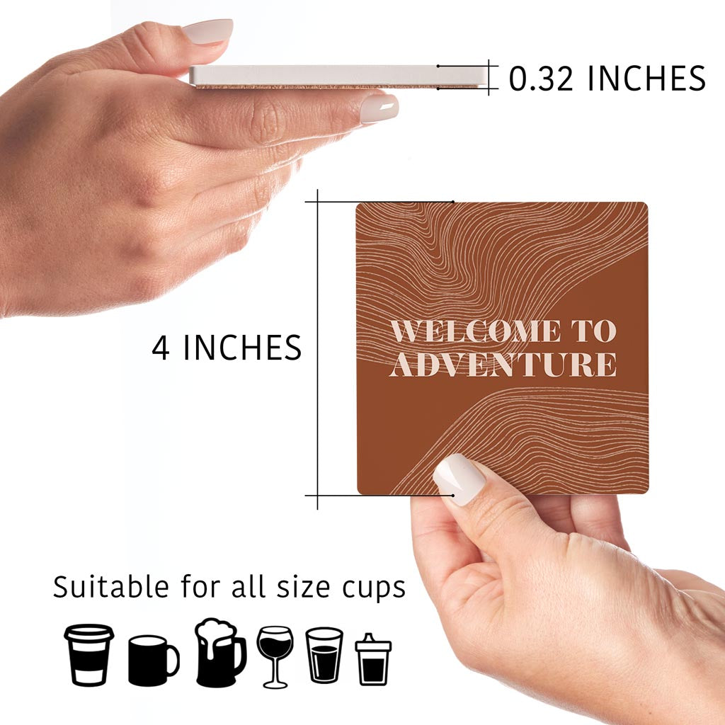 Modern Minimalist Pennsylvania Adventure Quip | Absorbent Coasters | Set of 4 | Min 2