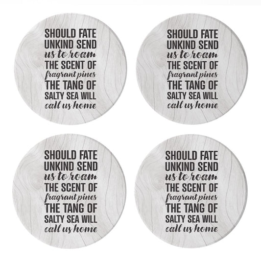 New England Fate Saying | Absorbent Coasters | Set of 4 | Min 2