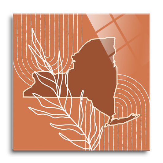 Modern Minimalist New York Shape And Leaf | Hi-Def Glass Art | Eaches | Min 1