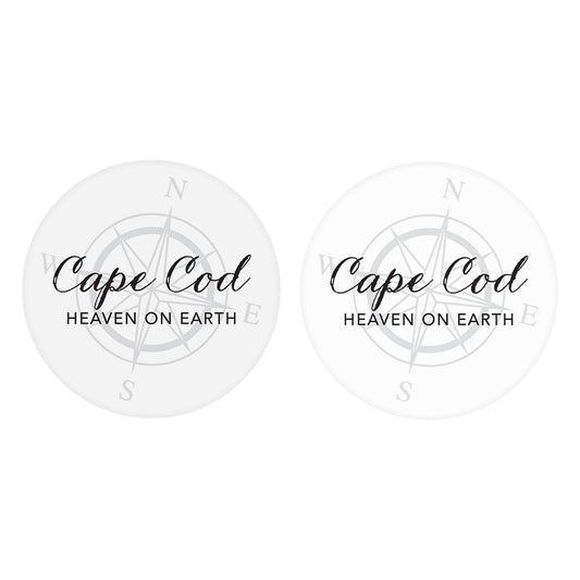 Minimalistic B&W Cape Cod Heaven On Earth | Absorbent Car Coasters | Set of 2 | Min 4