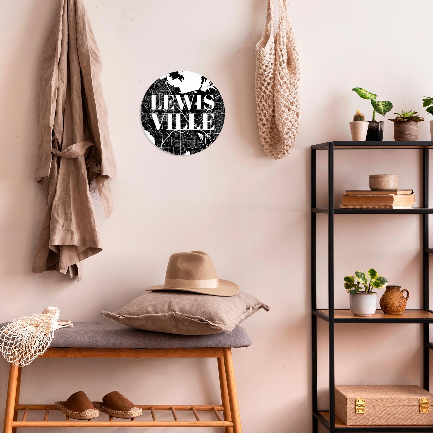 Minimalistic B&W Texas Lewisville Map | Wood Sign | Eaches | Min 1