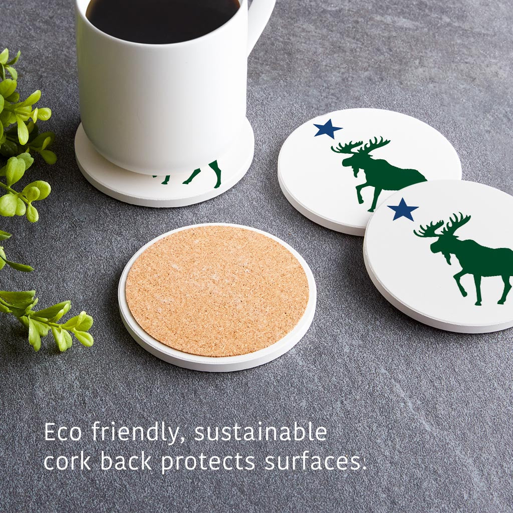 New England Star And Moose| Absorbent Coasters | Set of 4 | Min 2