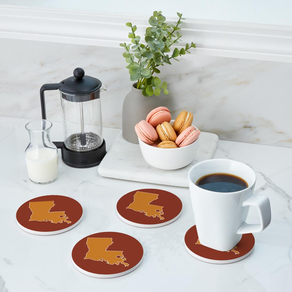Louisiana Colorful State Shape| Absorbent Coasters | Set of 4 | Min 2