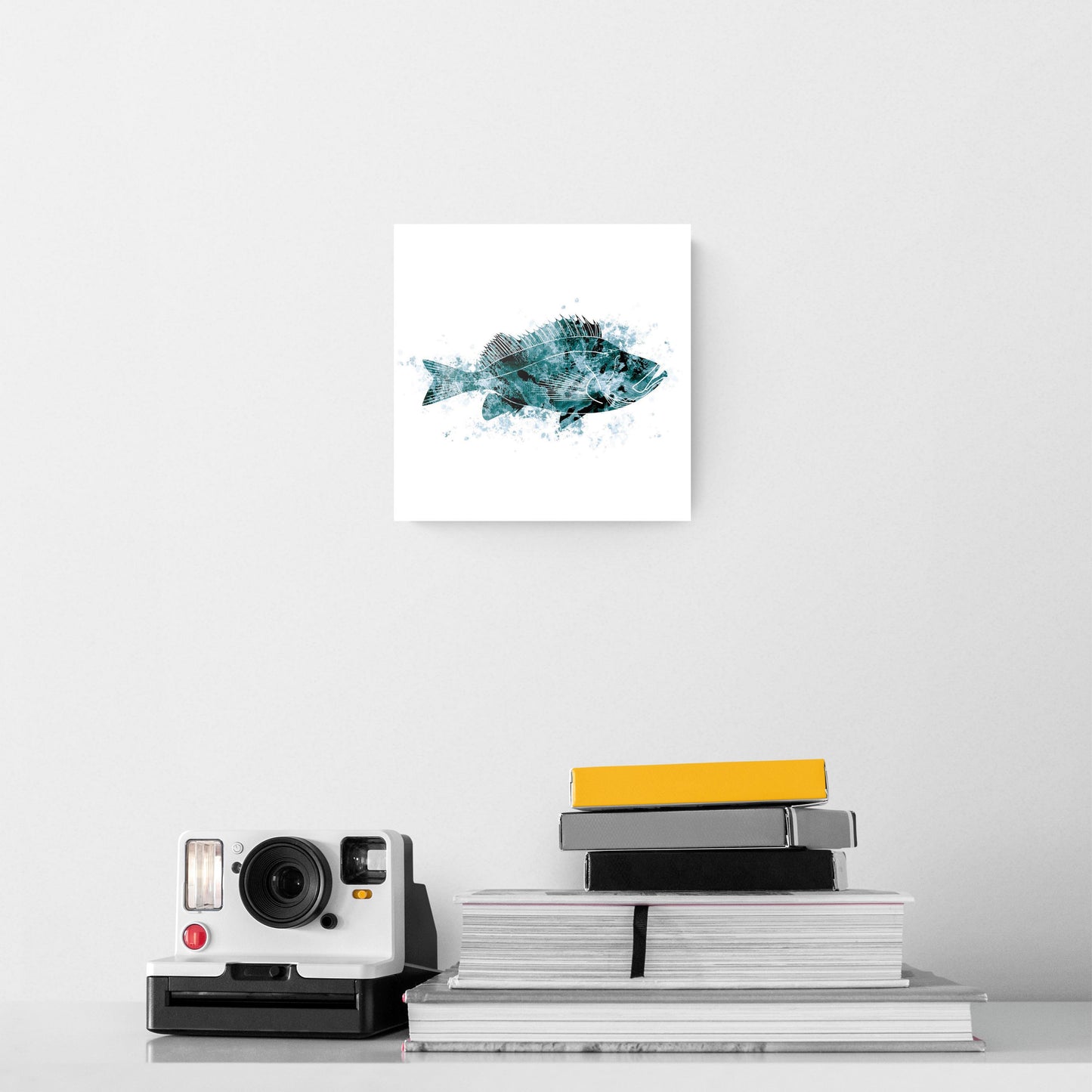 Blue White Water Color Red Fish | Hi-Def Glass Art | Eaches | Min 2