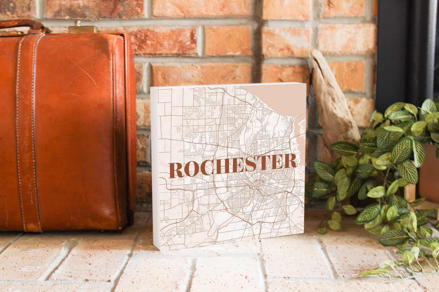 Modern Minimalist New York Rochester Map | Wood Block | Eaches | Min 2
