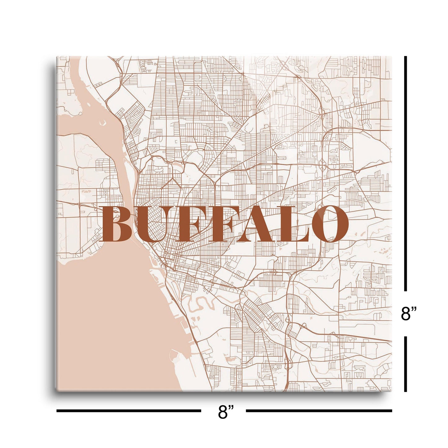 Modern Minimalist New York Buffalo Map | Hi-Def Glass Art | Eaches | Min 2