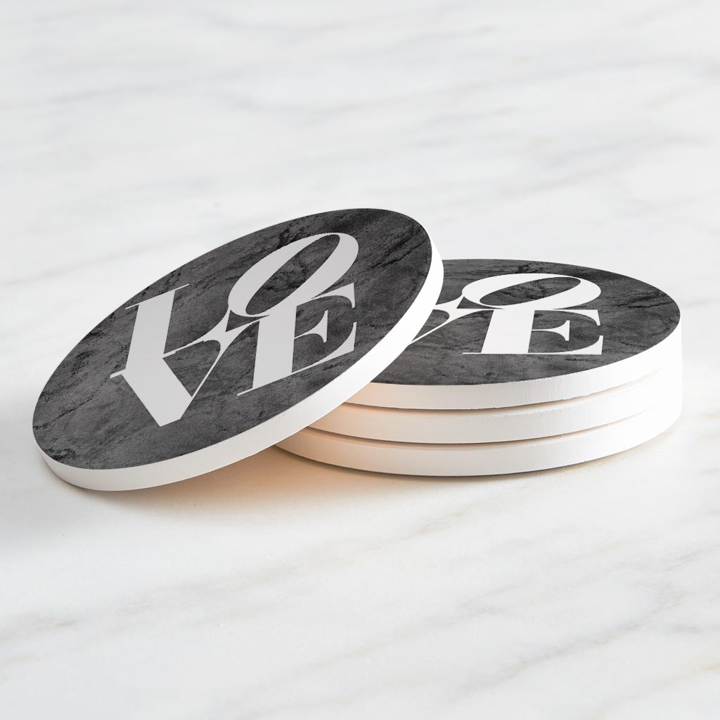 Minimalistic B&W Pennsylvania Love Dark | Absorbent Coasters | Set of 4 | Min 2
