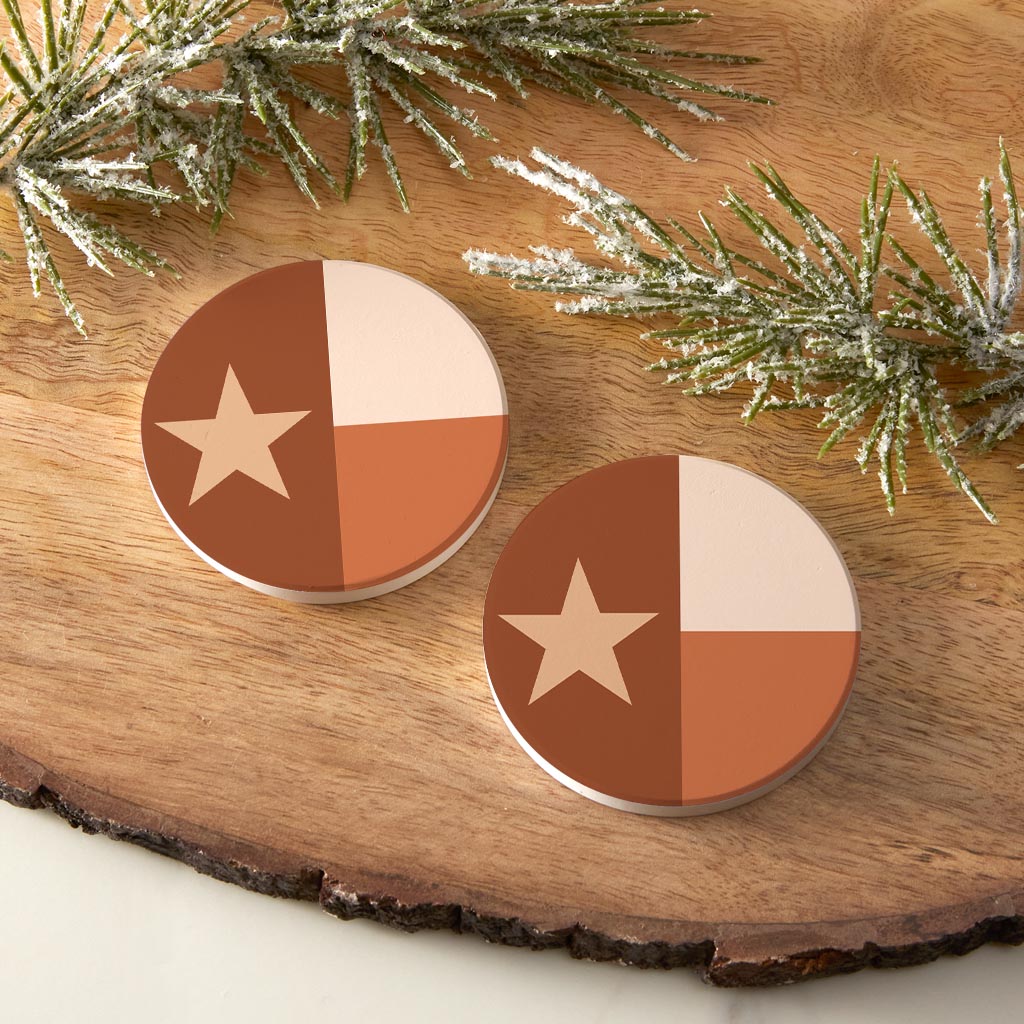 Modern Minimalist Texas State Flag | Absorbent Car Coasters | Set of 2 | Min 4