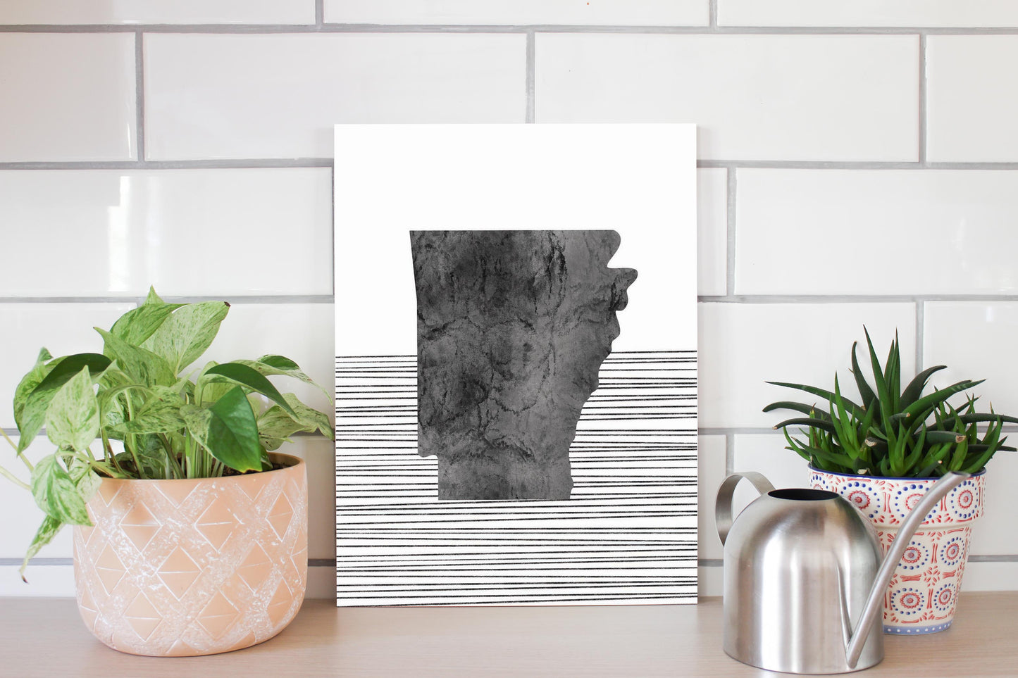 B&W Minimalist Arkansas Lines | Wood Sign | Eaches | Min 2