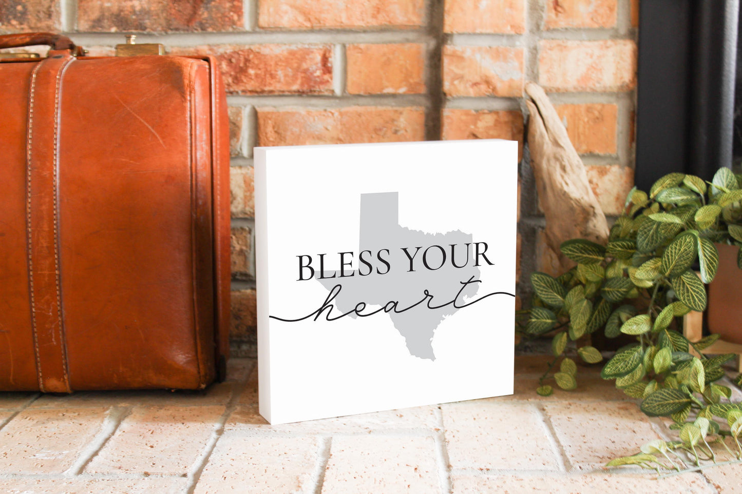 Minimalistic B&W Texas Bless Your Heart | Wood Block | Eaches | Min 2