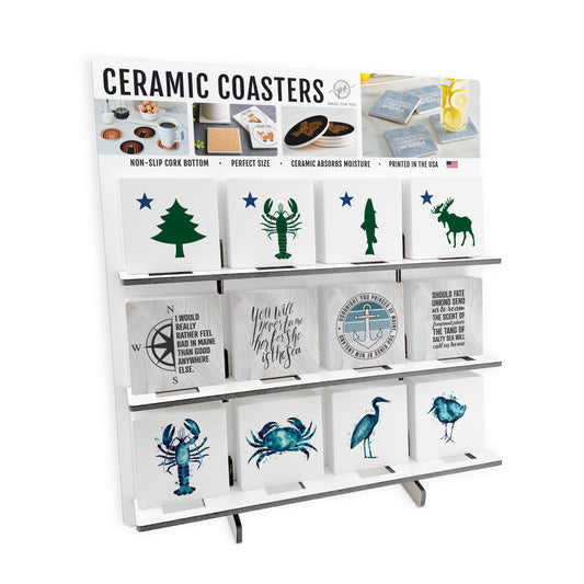 New England 1 Theme Square Ceramic Coaster Loaded Display POP Min of 1