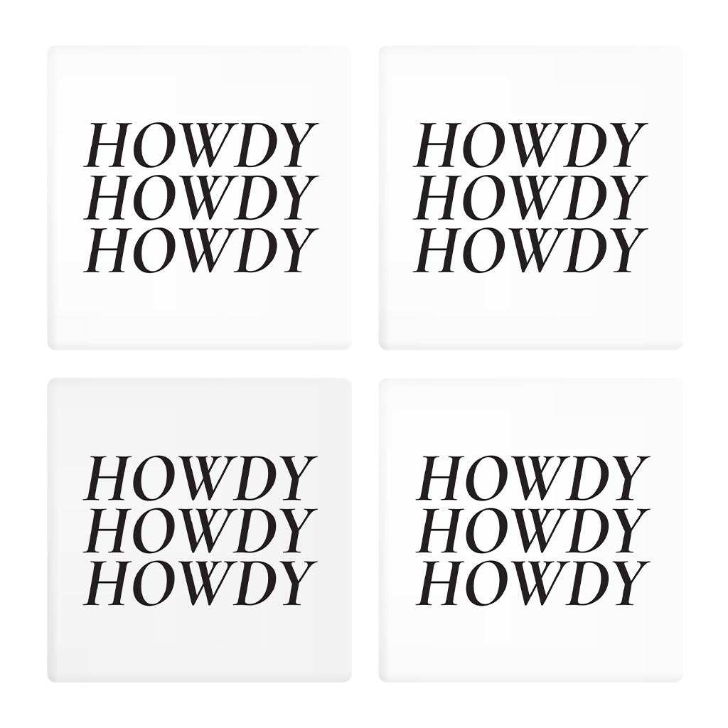 Minimalistic B&W Texas Howdy | Absorbent Coasters | Set of 4 | Min 2