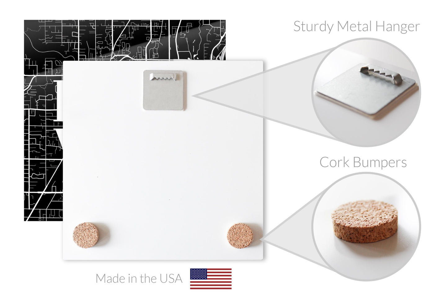 Minimalistic B&W Washington Lynnwood Map | Hi-Def Glass Art | Eaches | Min 2