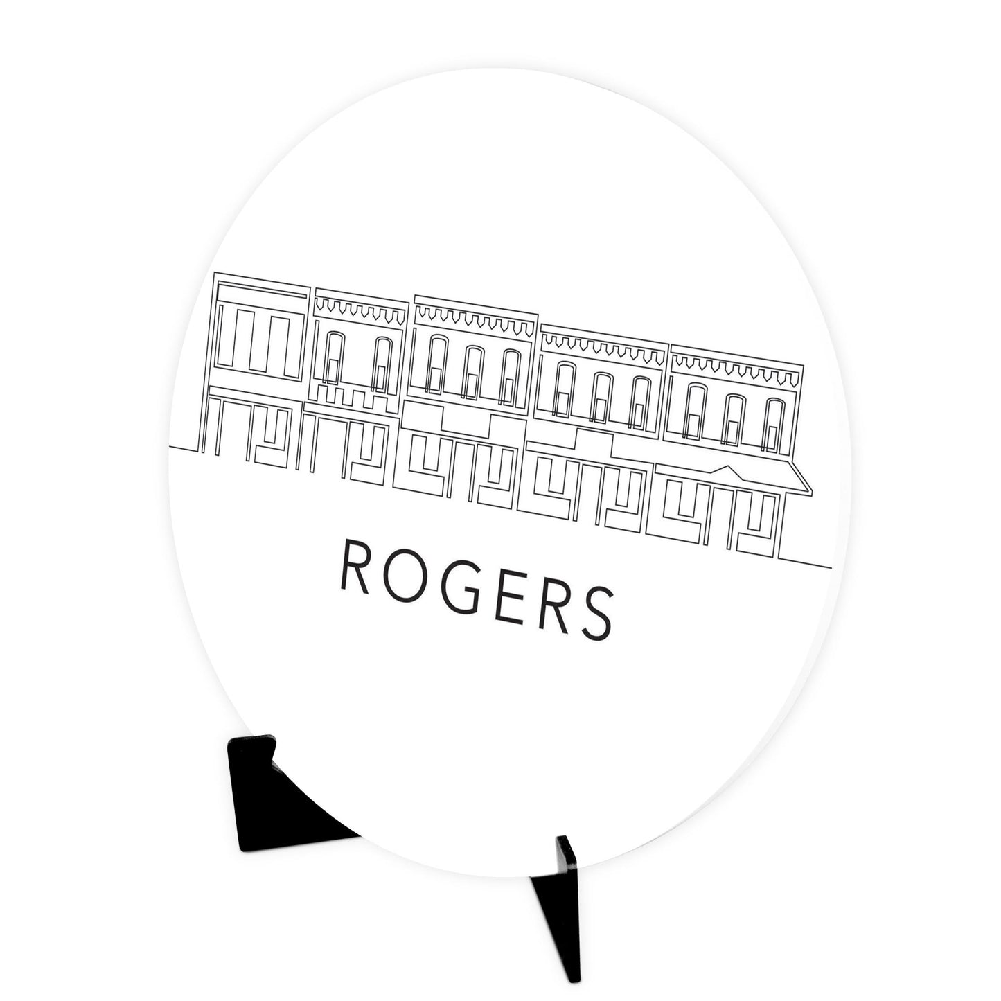 Minimalist B&W Arkansas Rogers Skyline | Wood Sign | Eaches | Min 1