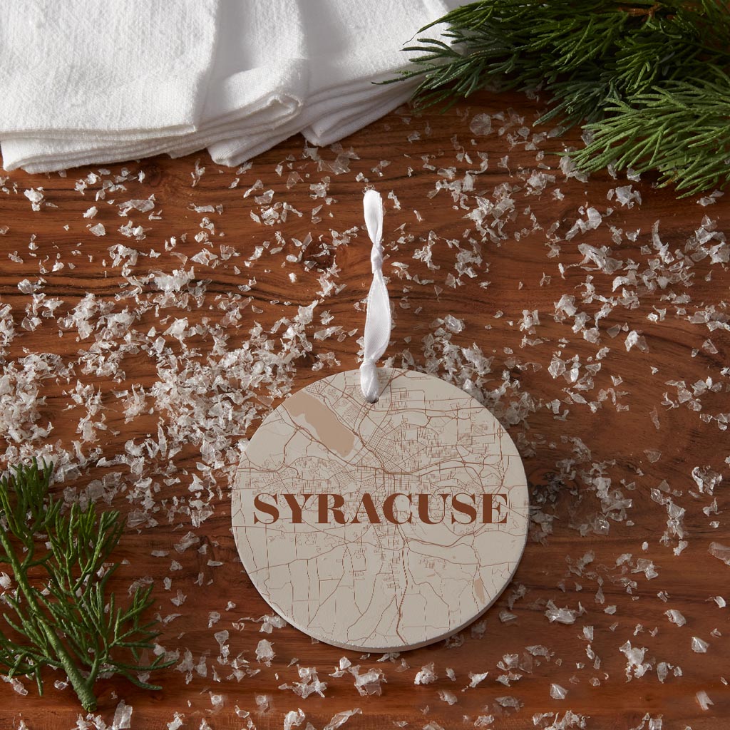 Modern Minimalist New York Syracuse Map| Wood Ornament | Eaches | Min 6