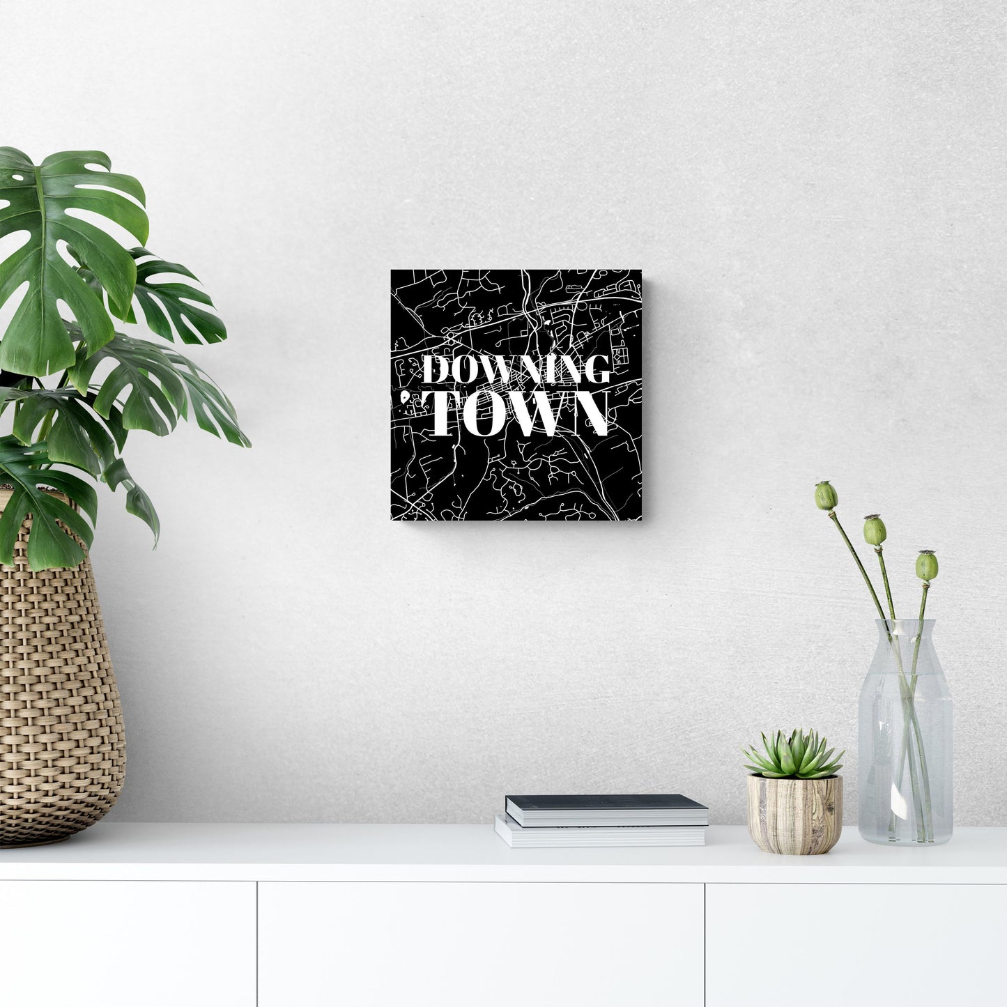 Minimalistic B&W Pennsylvania Downingtown Map | Wood Sign | Eaches | Min 2