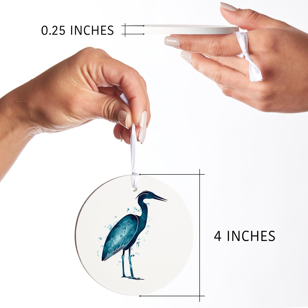 New England Water Color Heron| Wood Ornament | Eaches | Min 6