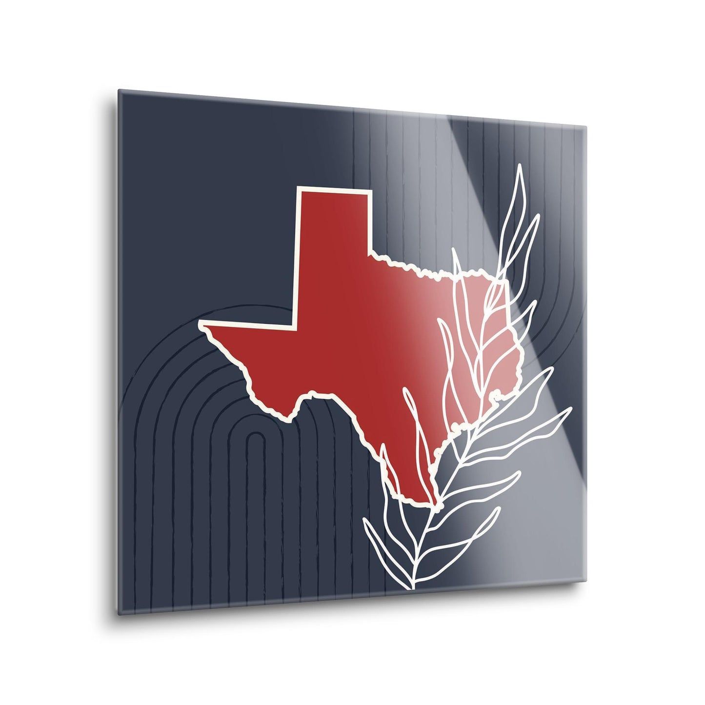 Modern Minimalist Texas Colors Shape Leaf | Hi-Def Glass Art | Eaches | Min 1