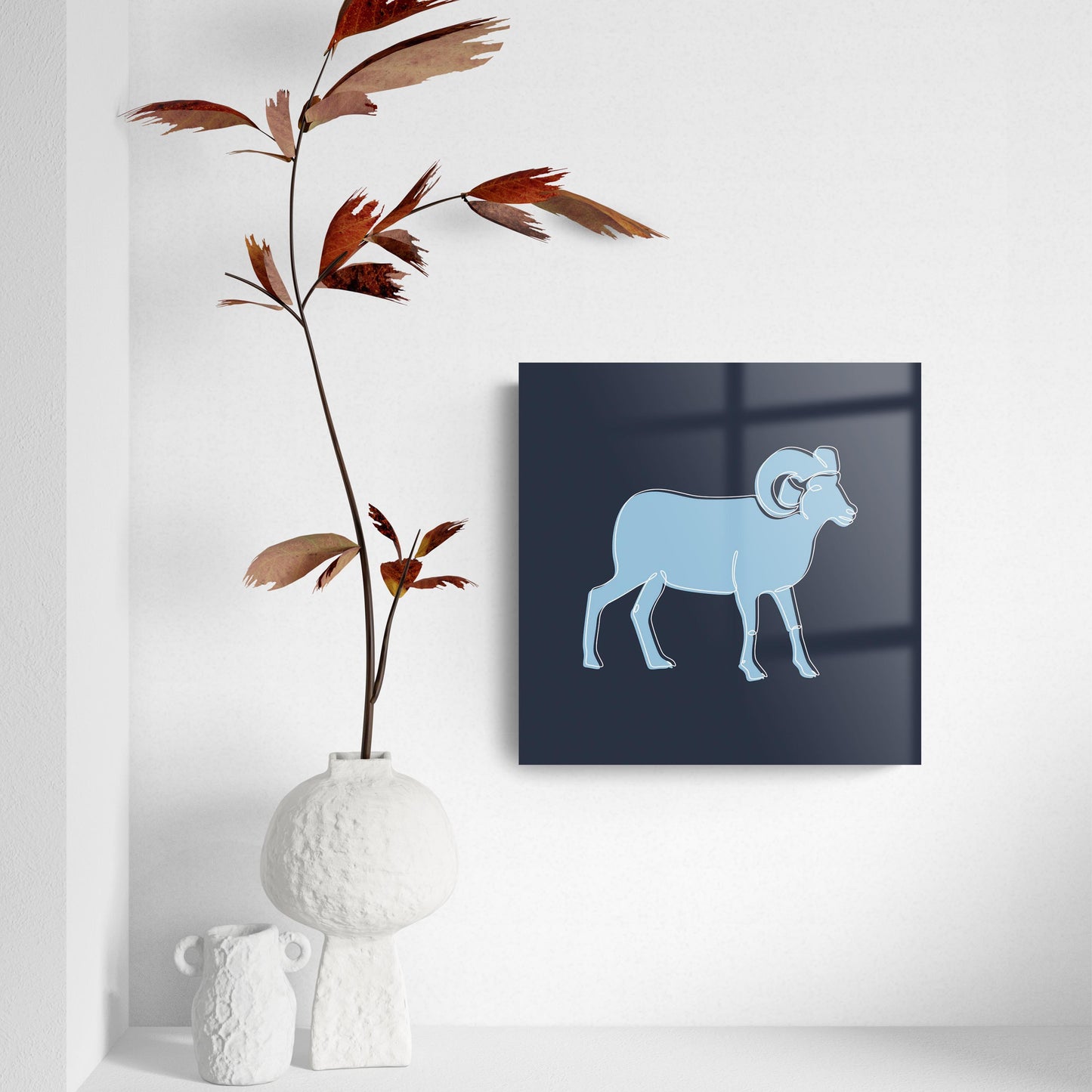 Blue Shades North Carolina Ram Line Drawing | Hi-Def Glass Art | Eaches | Min 2