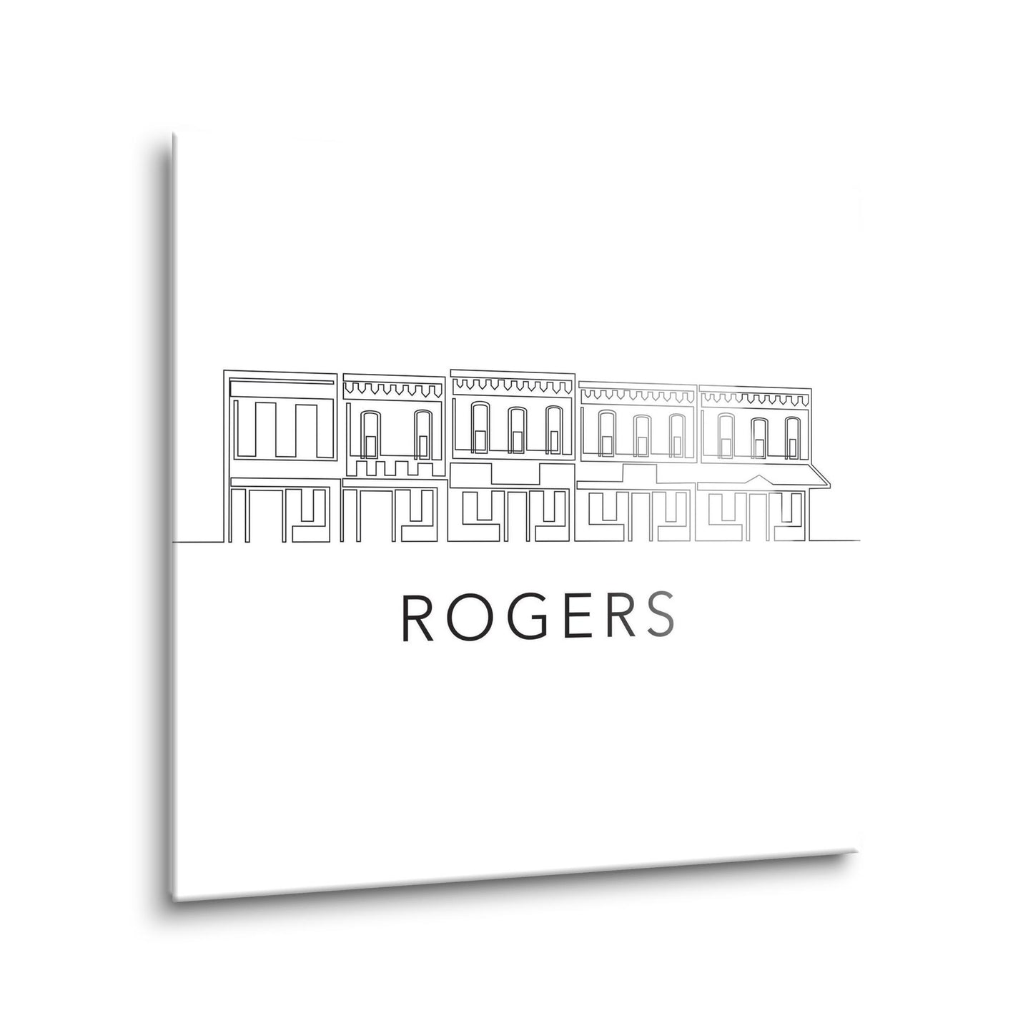 Minimalist B&W Arkansas Rogers Skyline | Hi-Def Glass Art | Eaches | Min 1