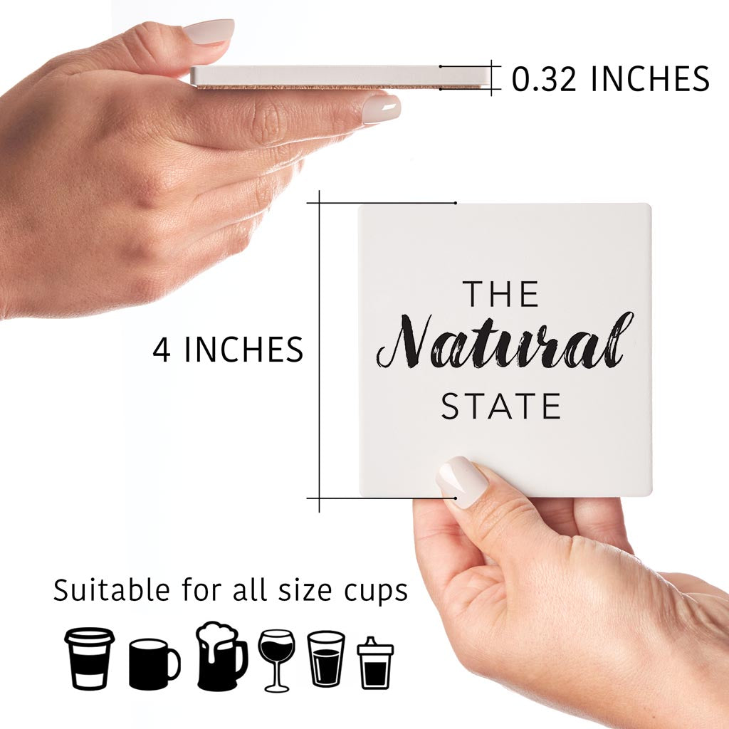 B&W Minimalist Arkansas The Natural State | Absorbent Coasters | Set of 4 | Min 2