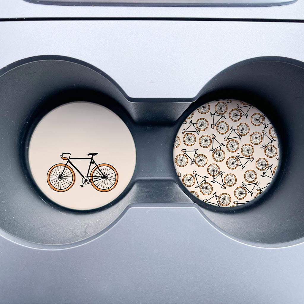 Vintage Bike With Pattern | Absorbent Car Coasters | Set of 2 | Min 4