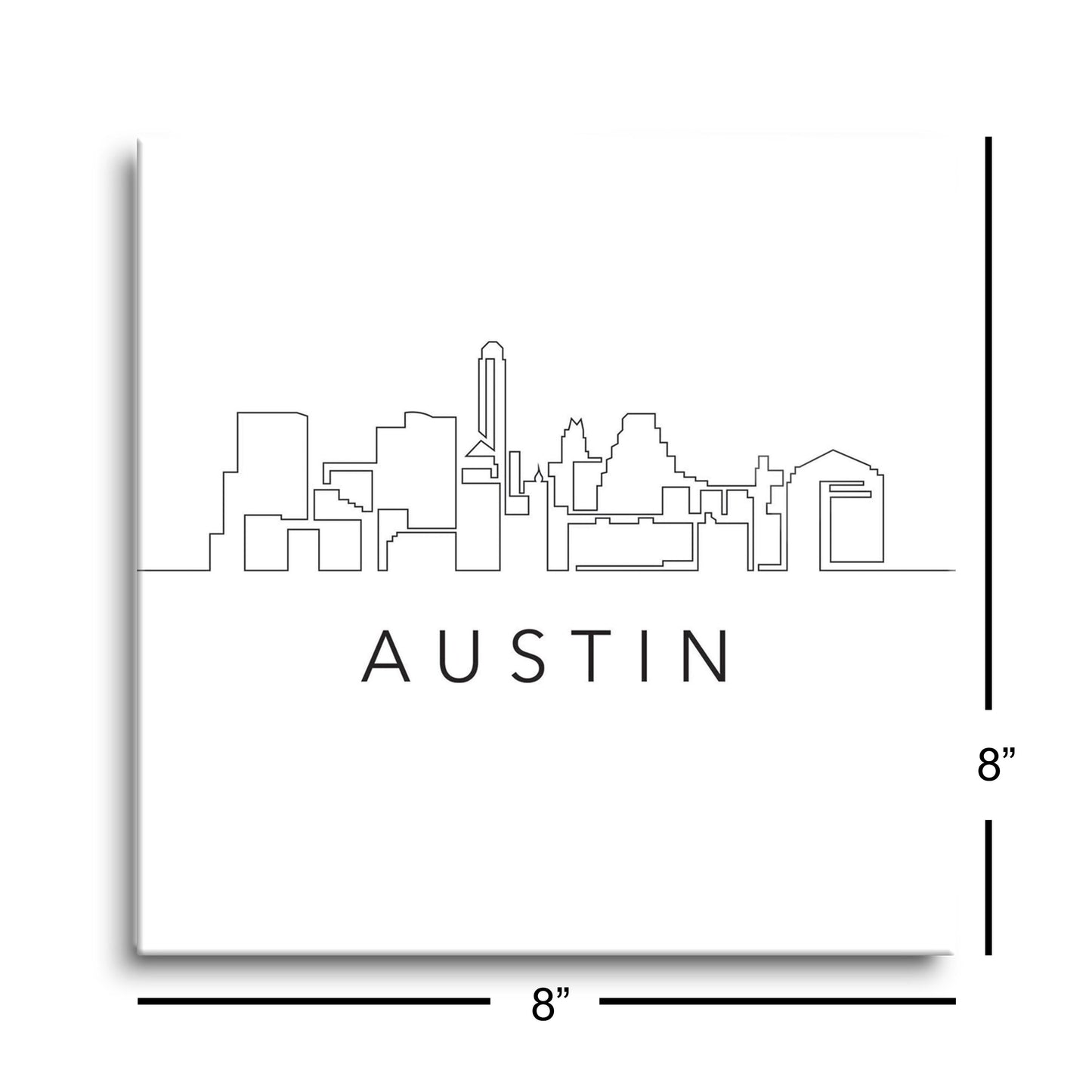 Minimalist B&W Texas Austin Skyline | Hi-Def Glass Art | Eaches | Min 2