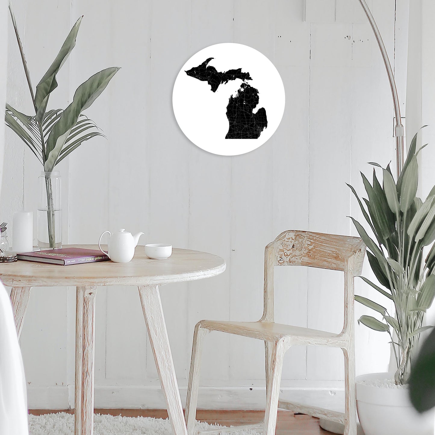 Minimalistic B&W Michigan Map Petoskey Star | Wood Sign | Eaches | Min 1