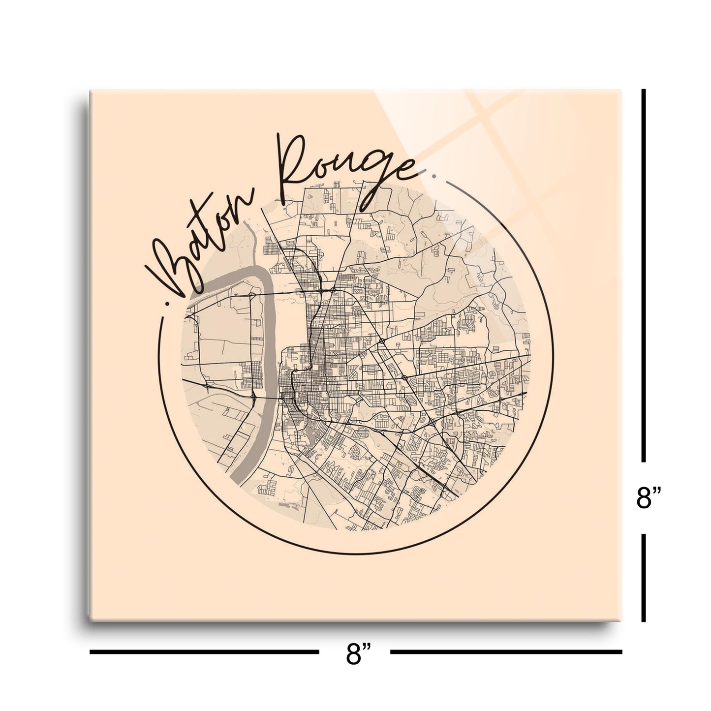 Louisiana Colorful Baton Rouge Circle Map | Hi-Def Glass Art | Eaches | Min 2