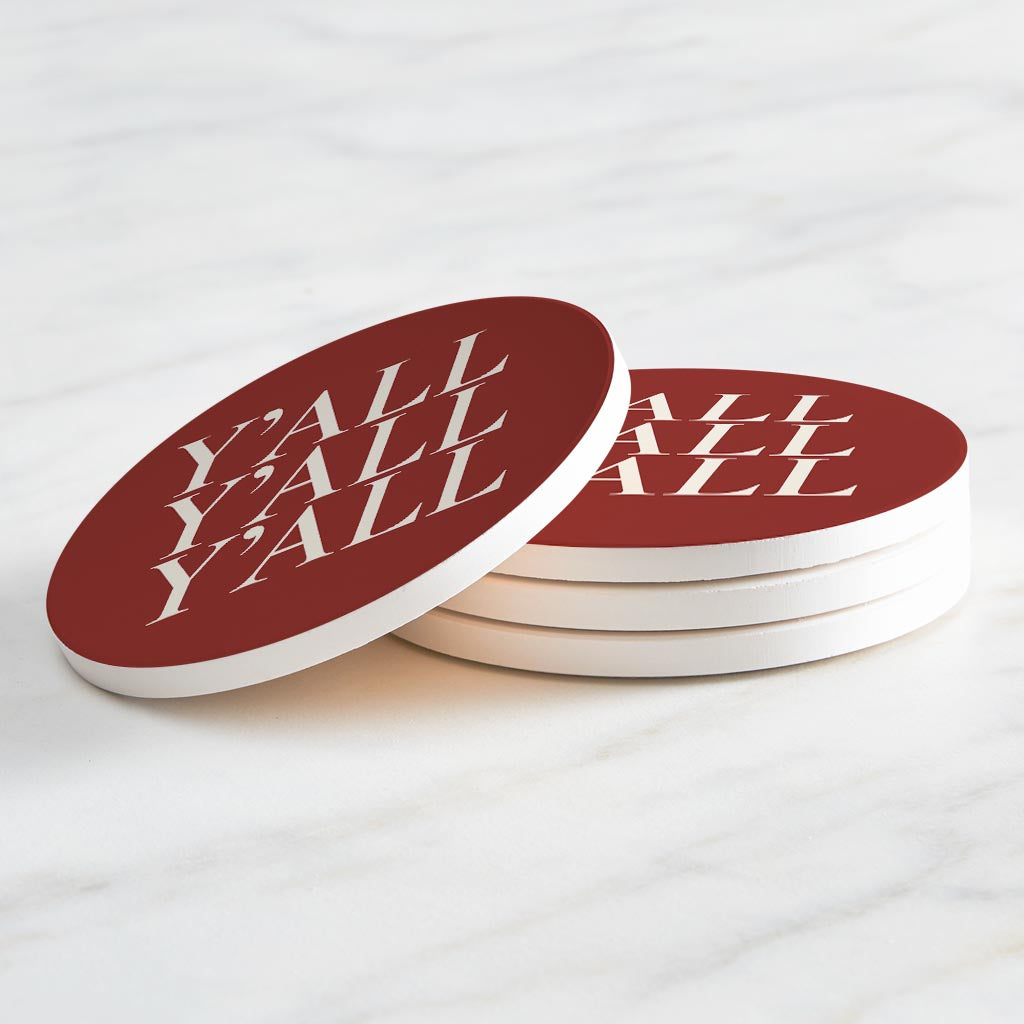 Modern Minimalist Oklahoma Yall | Absorbent Coasters | Set of 4 | Min 2
