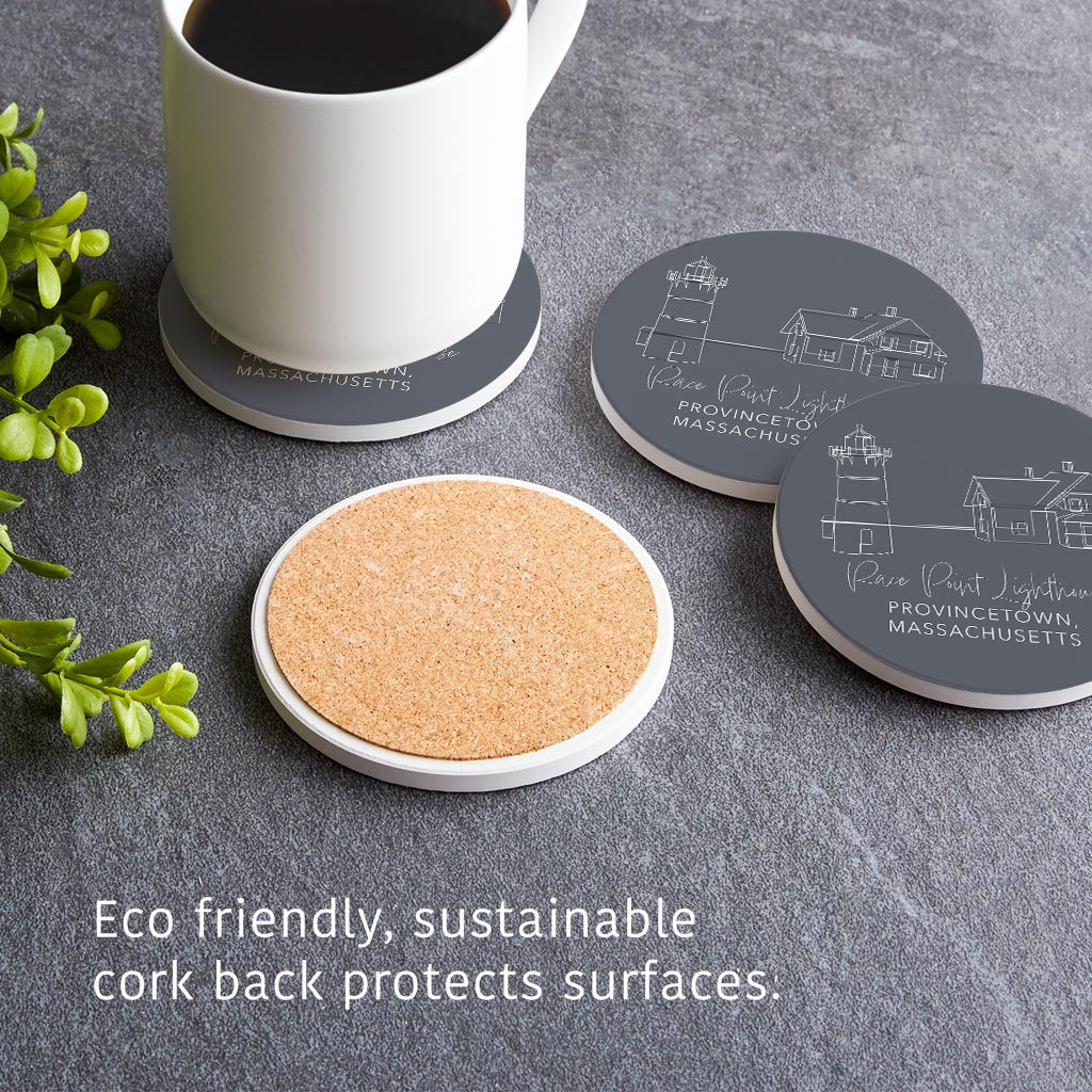 Race Point Lighthouse Muted Coastal | Absorbent Coasters | Set of 4 | Min 2