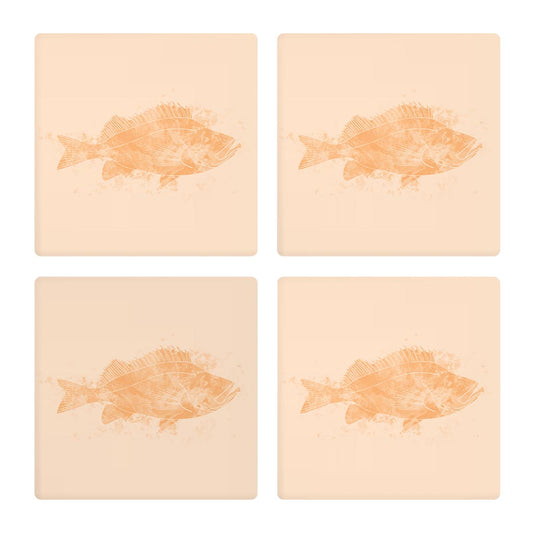 Louisiana Colorful Water Color Red Fish | Absorbent Coasters | Set of 4 | Min 2