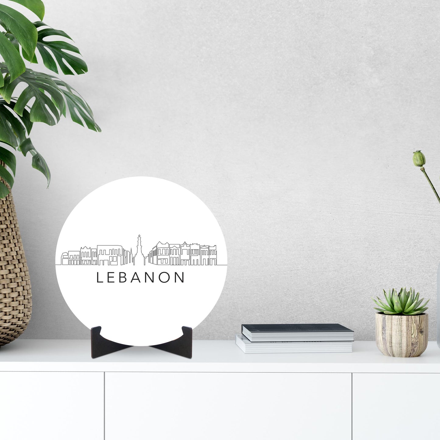 Minimalist B&W Tennessee Lebanon Skyline | Wood Sign | Eaches | Min 1