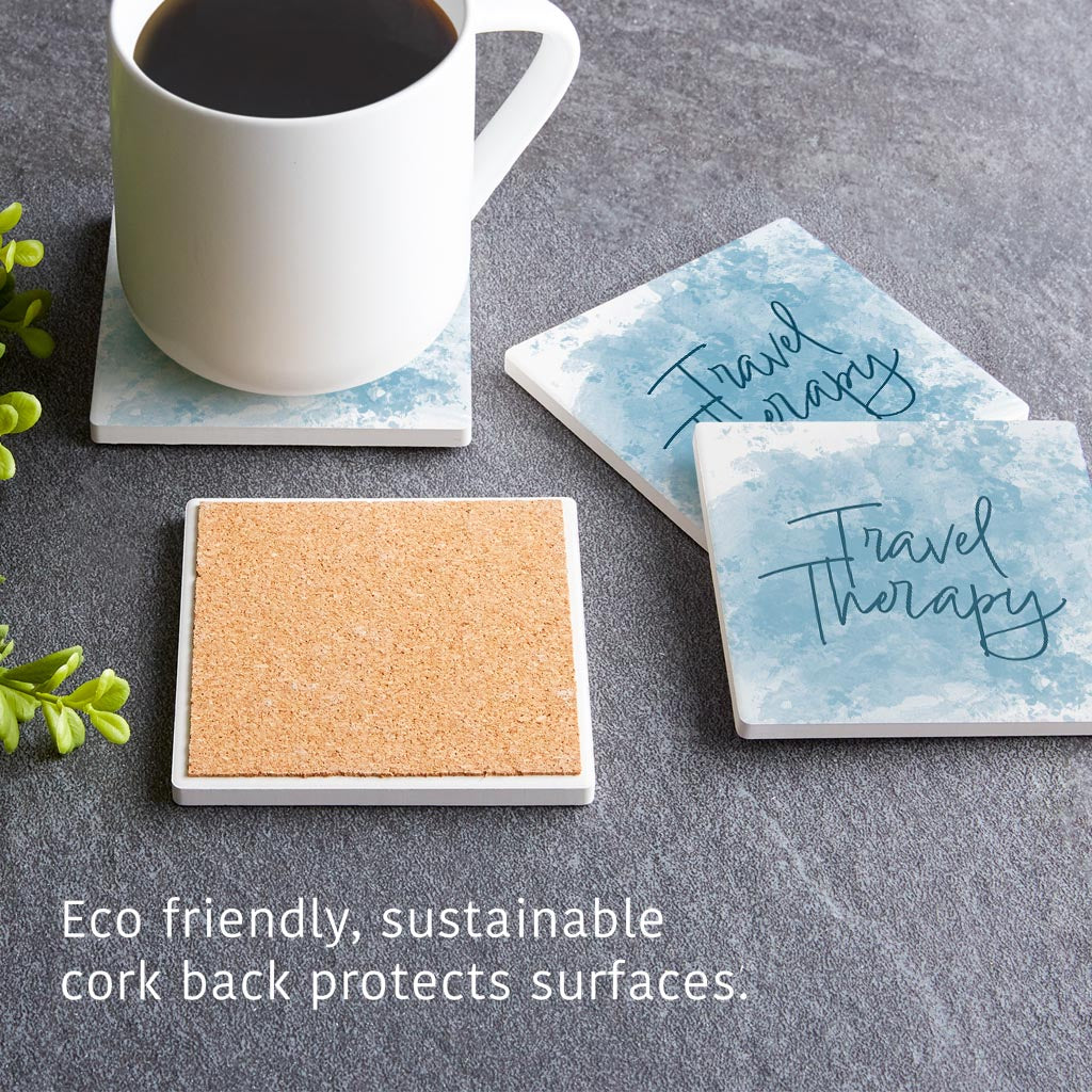 Travel Therapy Water Color | Absorbent Coasters | Set of 4 | Min 2