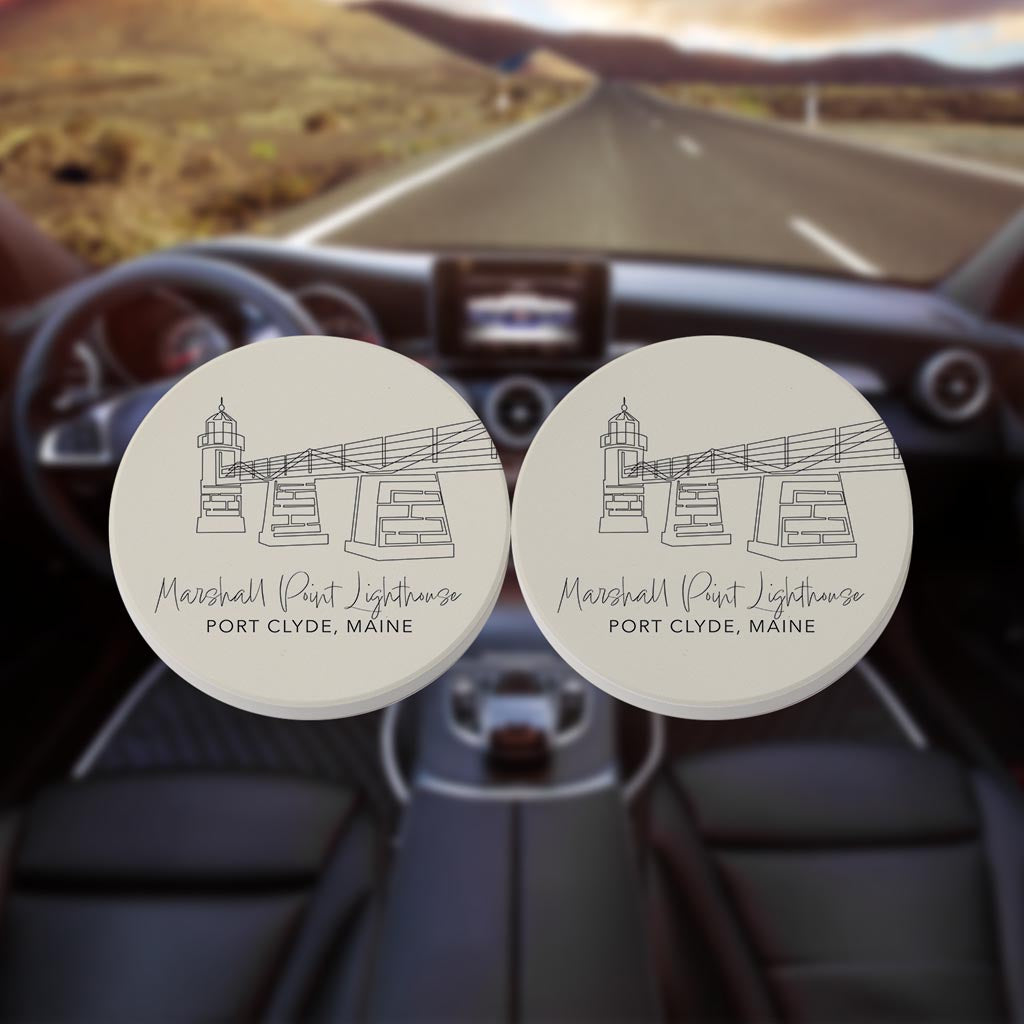 Marshall Point Lighthouse | Absorbent Car Coasters | Set of 2 | Min 4