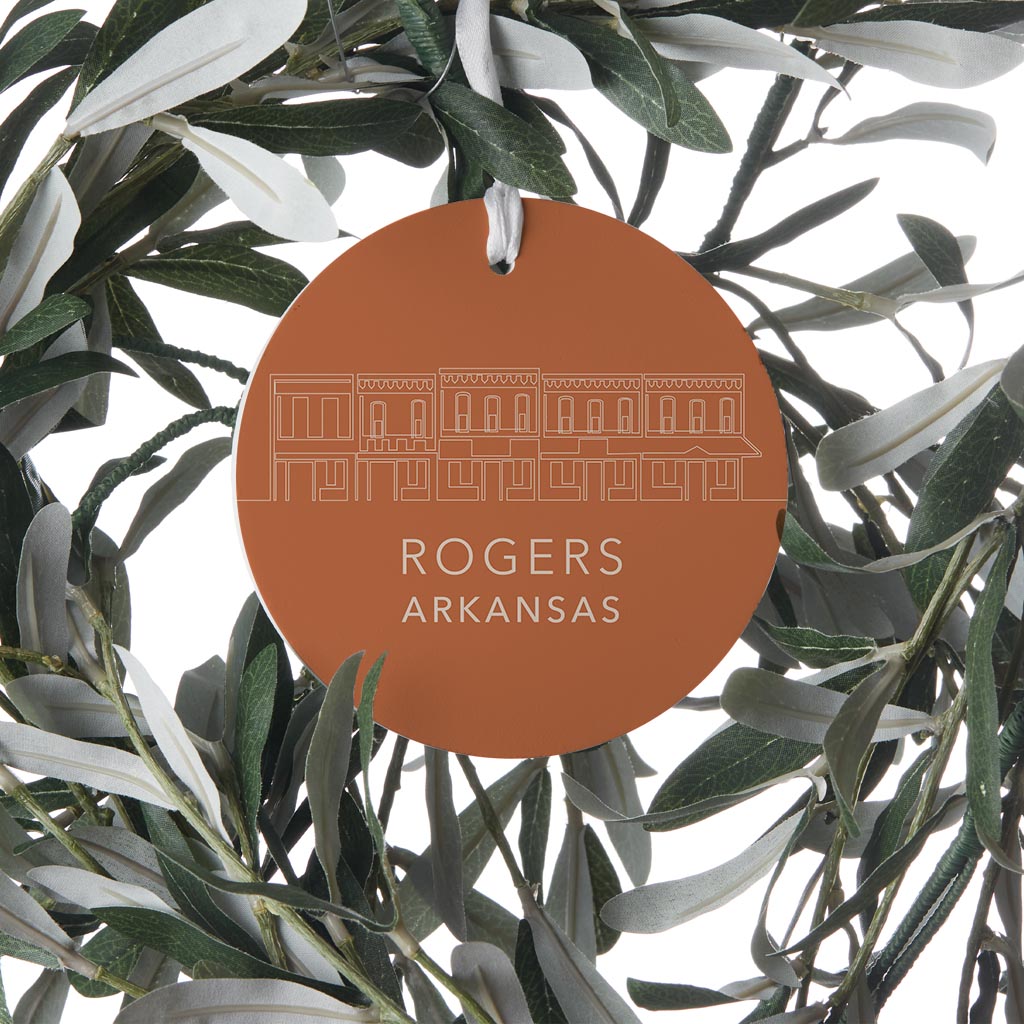 Modern Minimalist Arkansas Rogers Skyline State | Wood Ornament | Eaches | Min 6