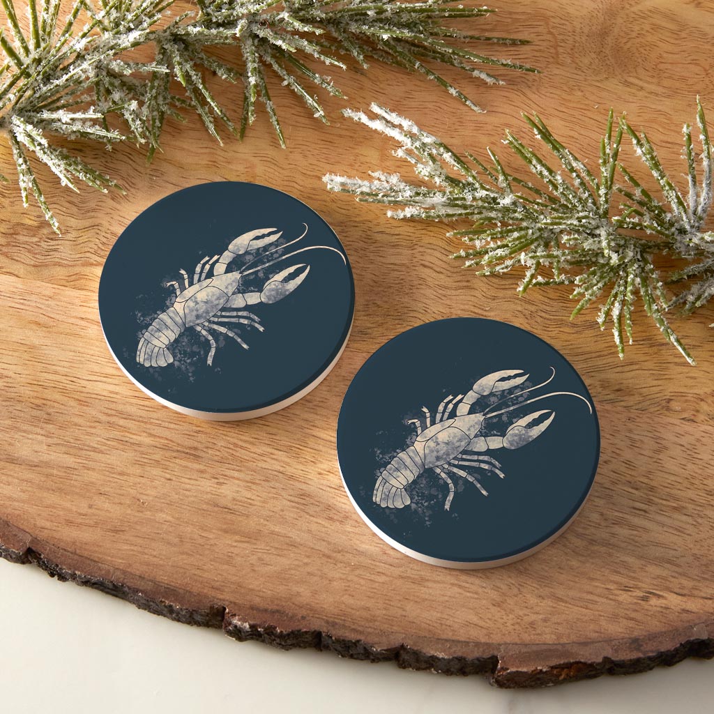 Louisiana Colorful Water Color Crawfish | Absorbent Car Coasters | Set of 2 | Min 4