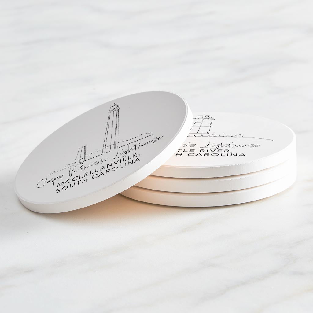 South Carolina Lighthouses| Absorbent Coasters | Set of 4 | Min 2