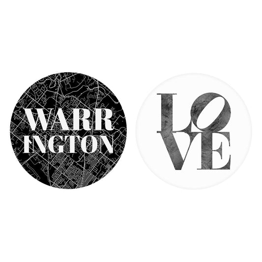 Minimalistic B&W Pennsylvania Warrington Map Love| Absorbent Car Coasters | Set of 2 | Min 4