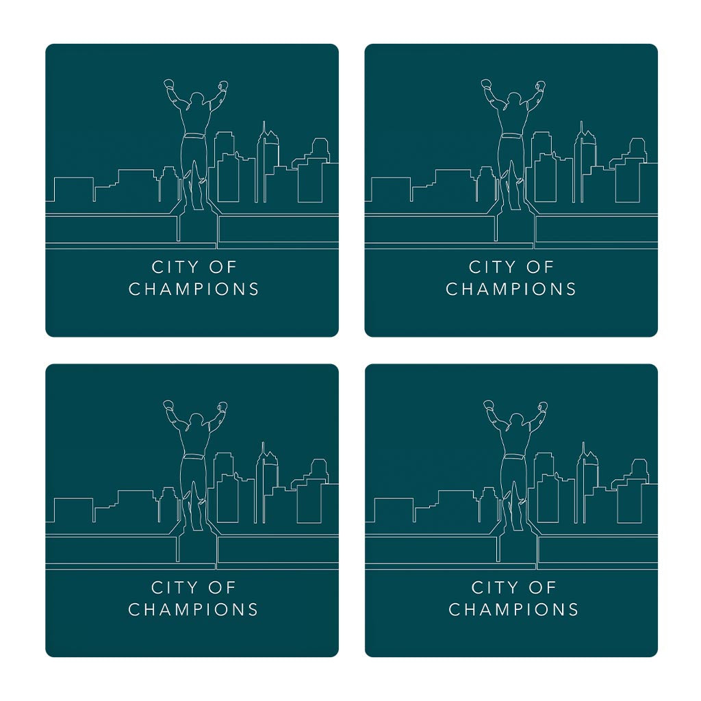 Modern Minimalist Pennsylvania Rocky Statue | Absorbent Coasters | Set of 4 | Min 2