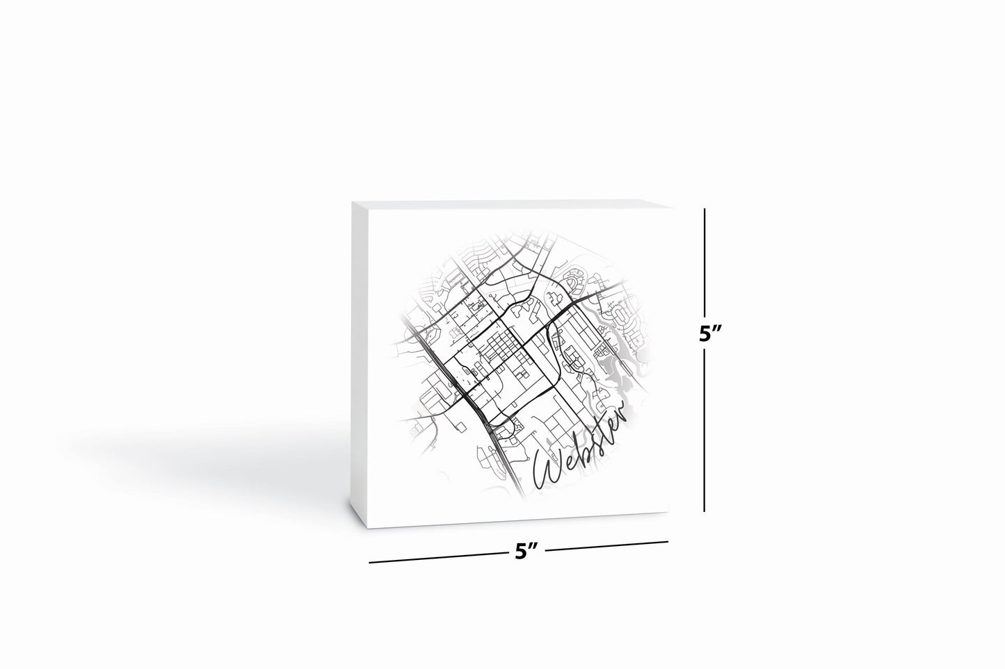 Minimalistic B&W Texas Webster Circle Map| Wood Block | Eaches | Min 4