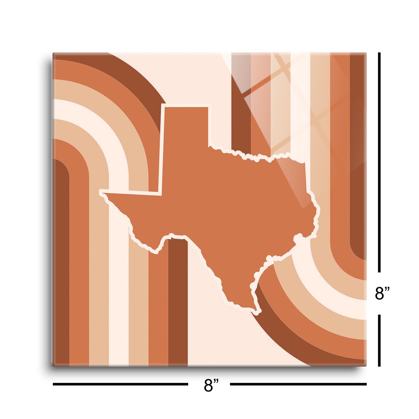 Modern Minimalist Texas State Shape Retro Lines | Hi-Def Glass Art | Eaches | Min 2